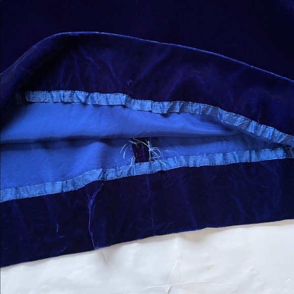 Vintage 70’s Milkmaid Velvet Goth Blue Peasant Gunne Sax 80’s Maxi Dress Gown M - Picture 12 of 17